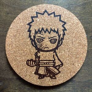 Naruto Obito Uchiha Chibi Style Laser Engraved Cork Coaster